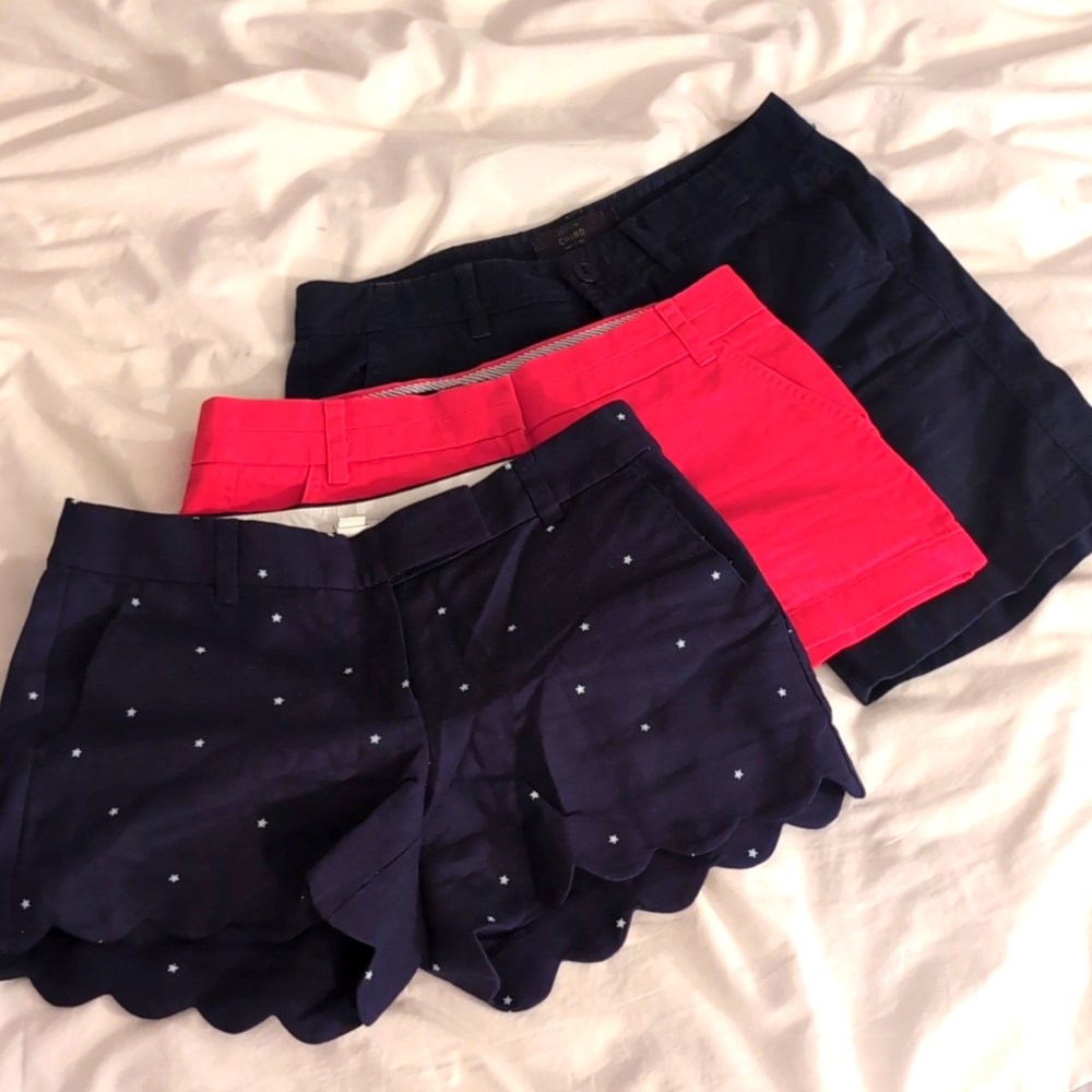 Three pairs of size 2 J. Crew shorts